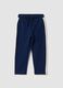 Blue organic cotton joggers with contrast side stripes_0
