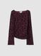 Purple stretch T-shirt with flocked floral motif_0