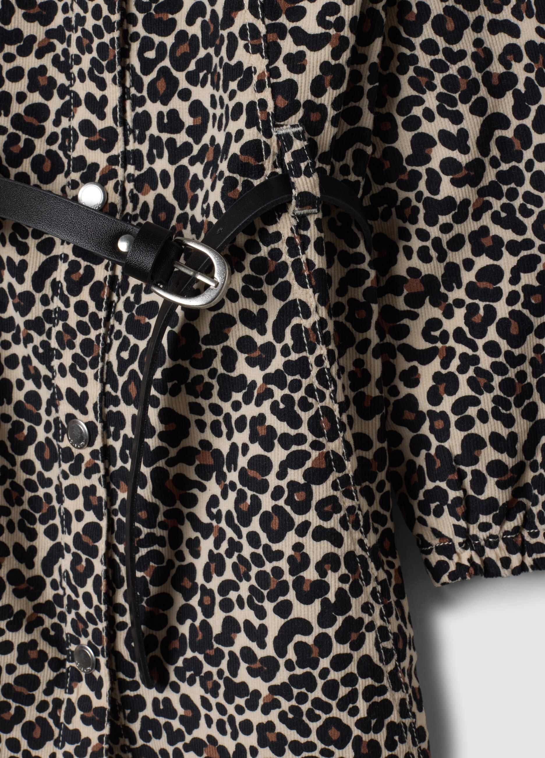 Abito animalier in puro cotone con colletto regular fit