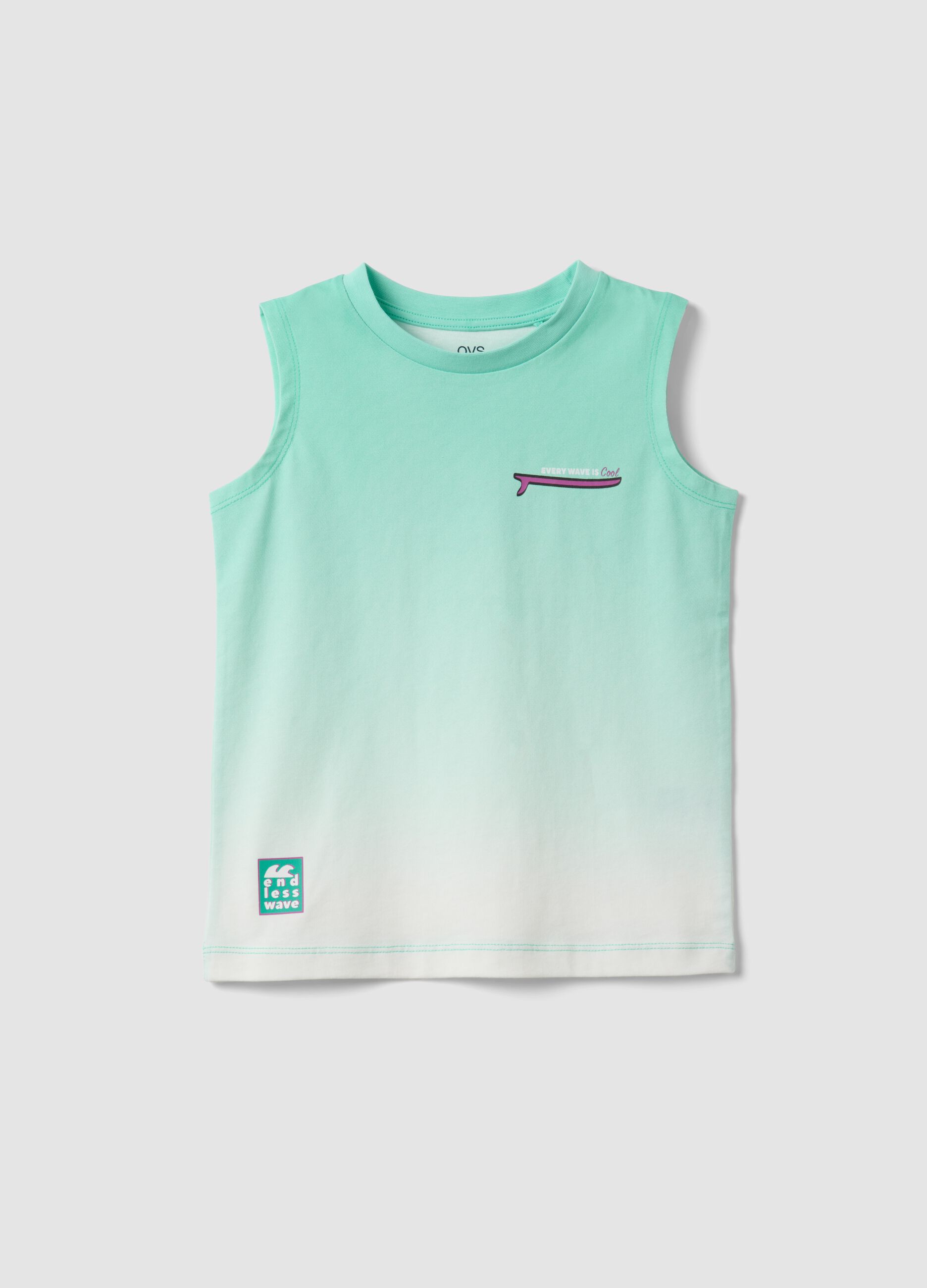 Green ombr&eacute; pure cotton vest top