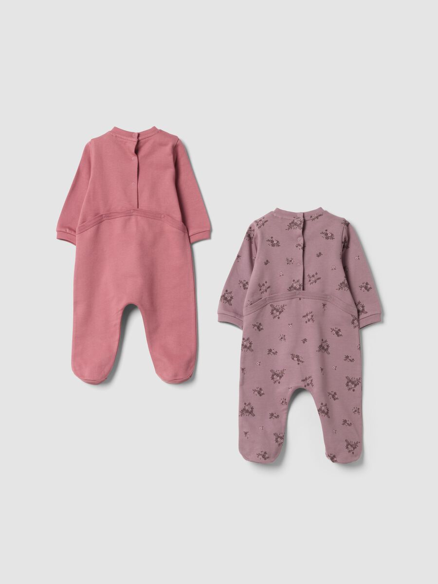 2-pack of dark pink and mauve organic cotton babygrows_1