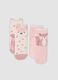 Bipack di calze rosa in cotone organico elasticizzato_0