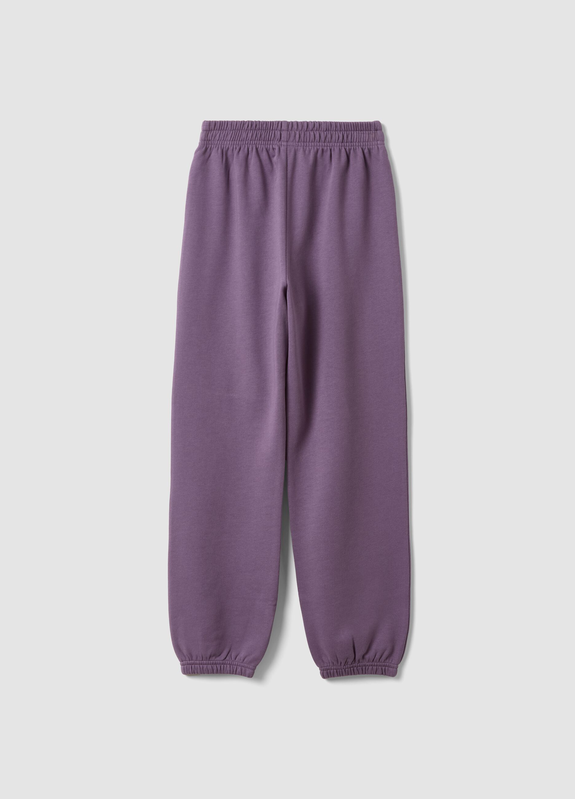 Pantaloni jogger viola in puro cotone