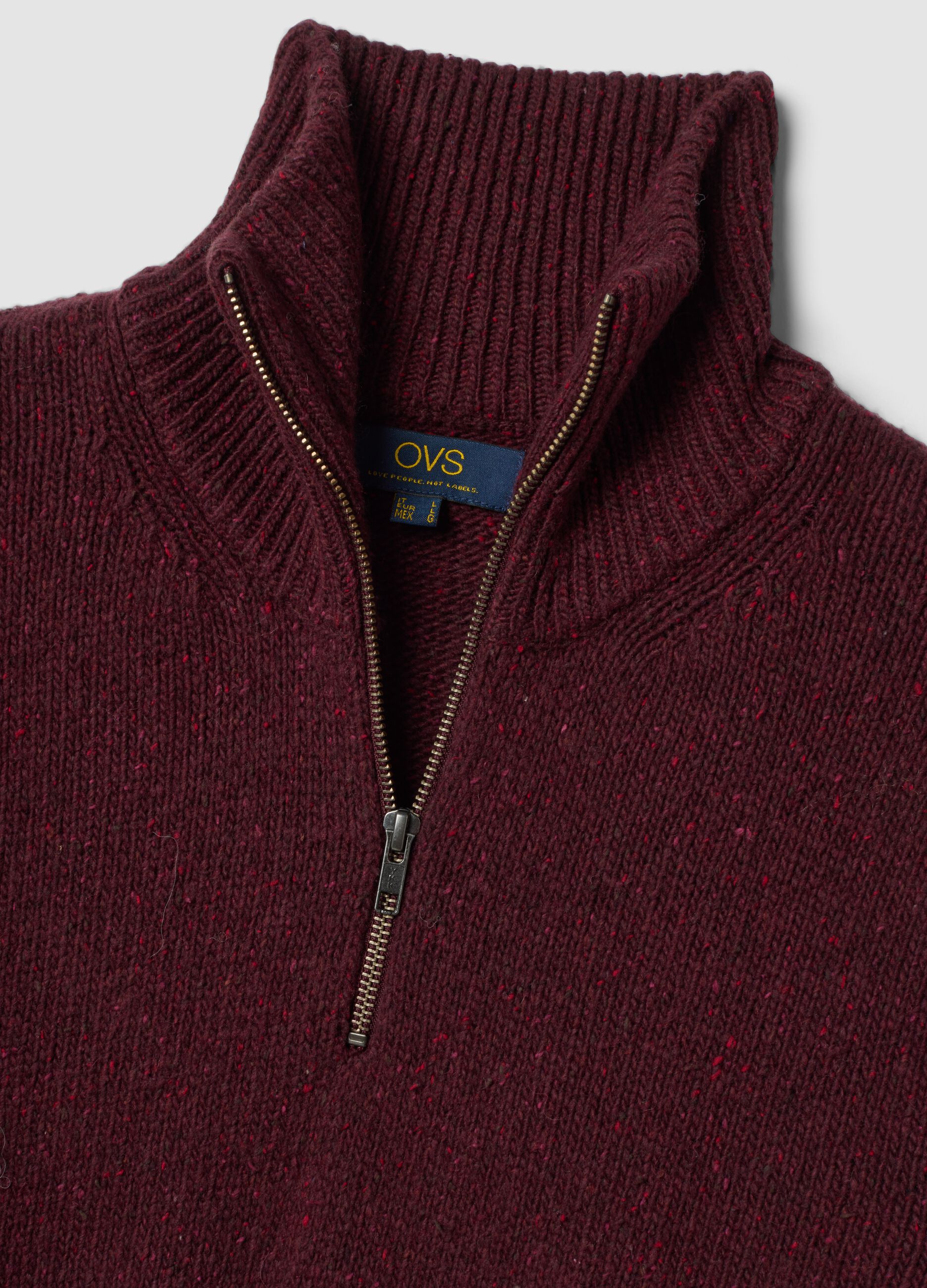 Red half-zip jumper in cotton and wool blend