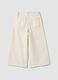 Beige wide-leg trousers in pure cotton_1