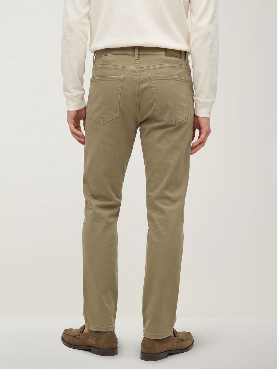 Pantaloni beige in cotone elasticizzato slim fit_4