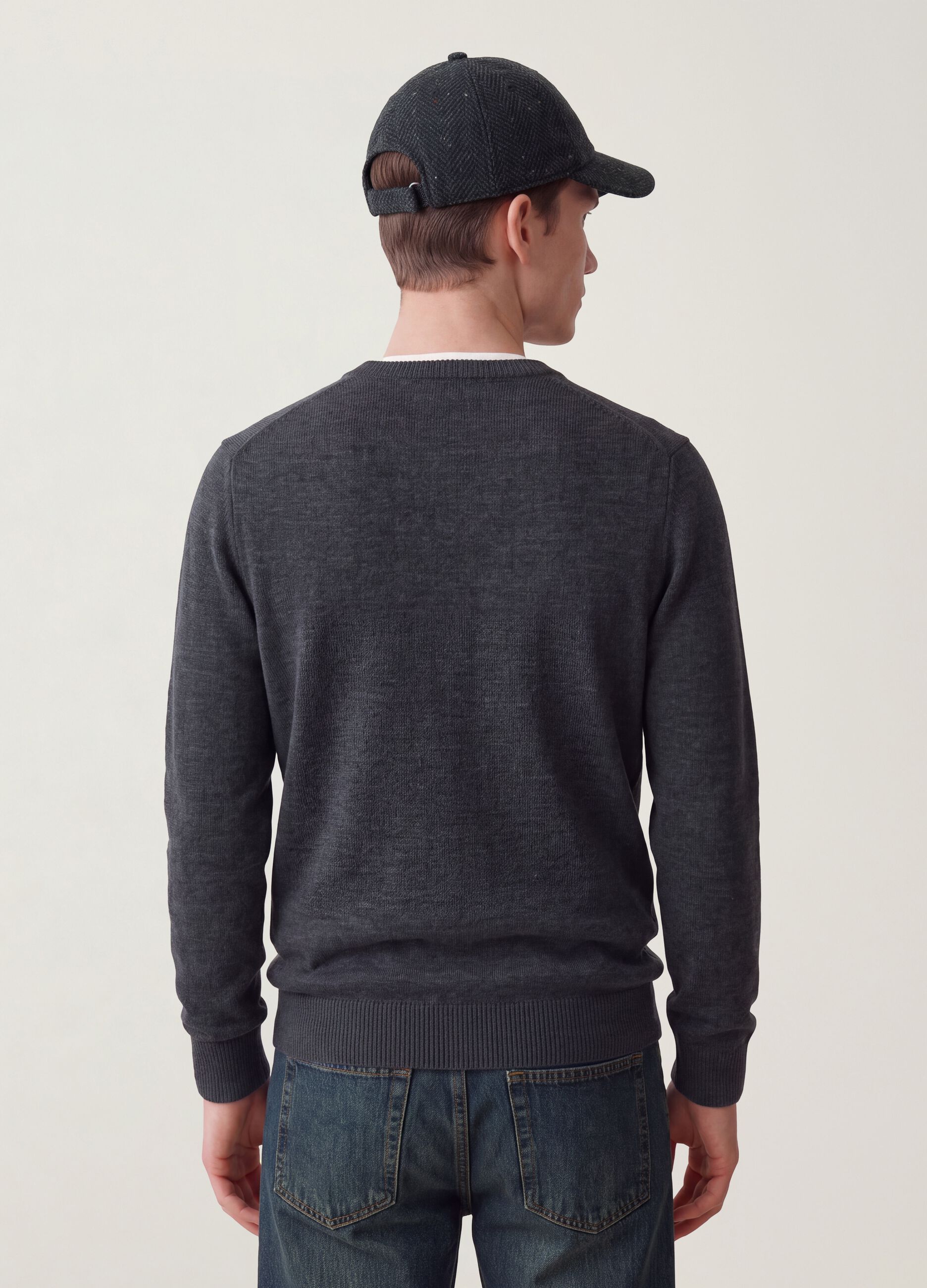 Maglia grigia girocollo in jersey knit regular fit
