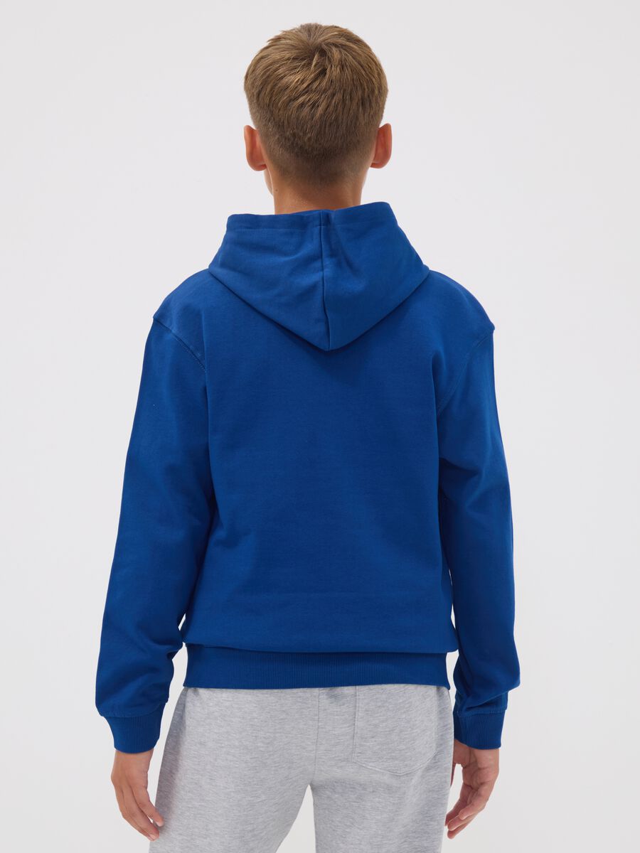 Blue pure cotton hoodie with print for boys_2