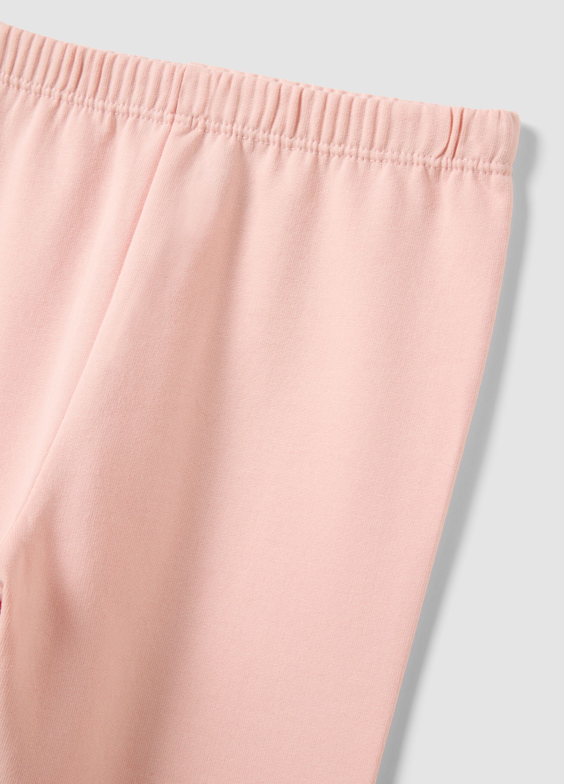 Pink organic cotton crew-neck pyjamas