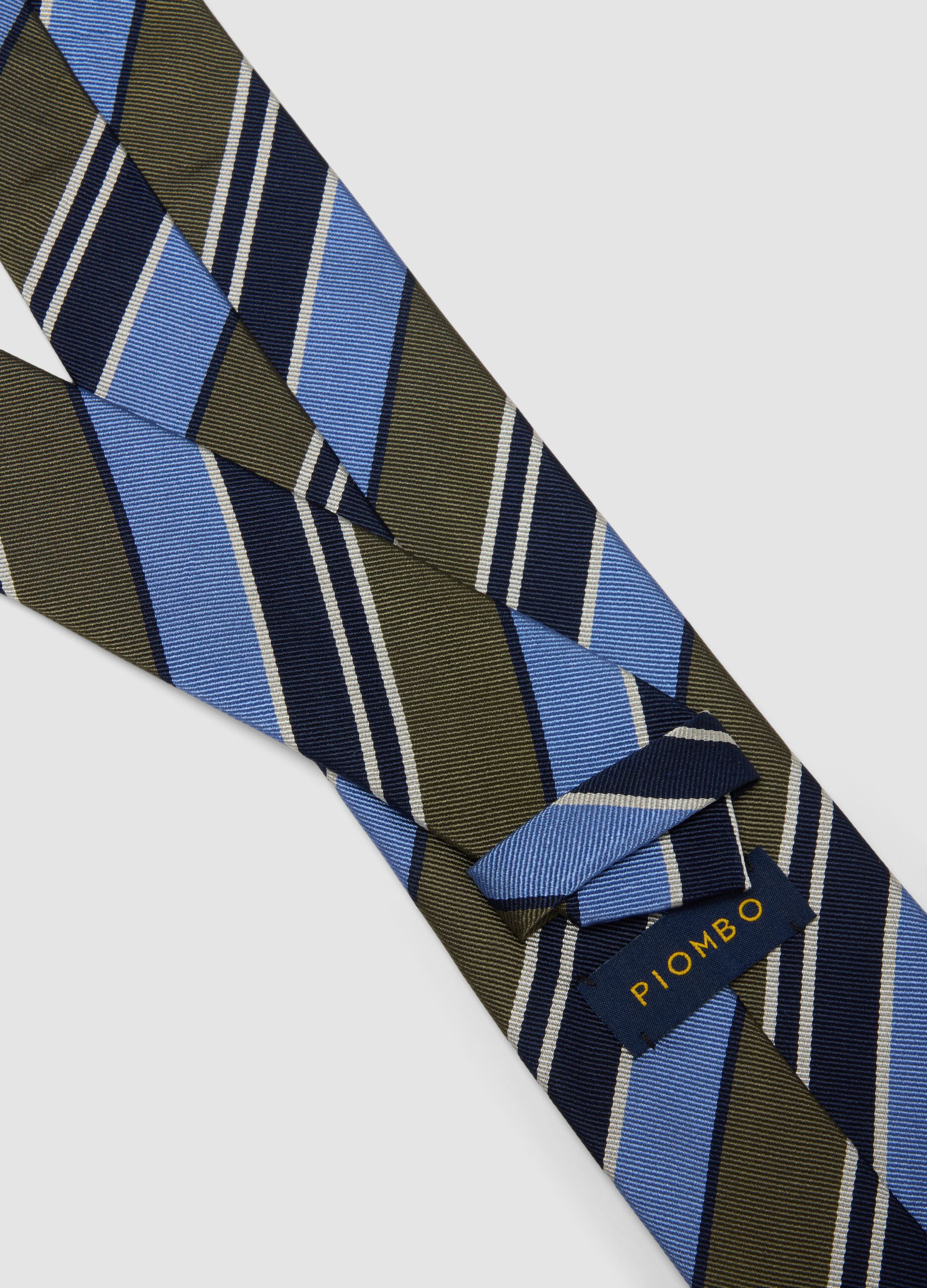 Multicolour pure silk striped tie