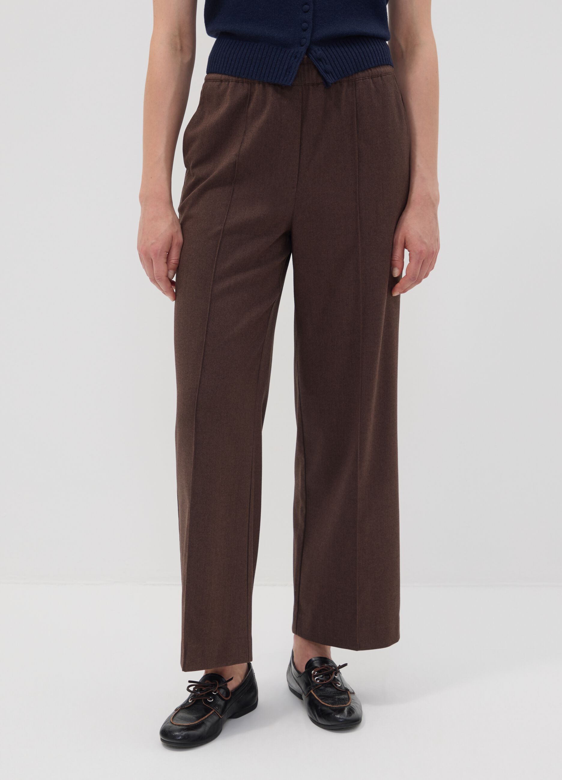 Jogger The Iconic Pants marroni wide leg in viscosa elasticizzata