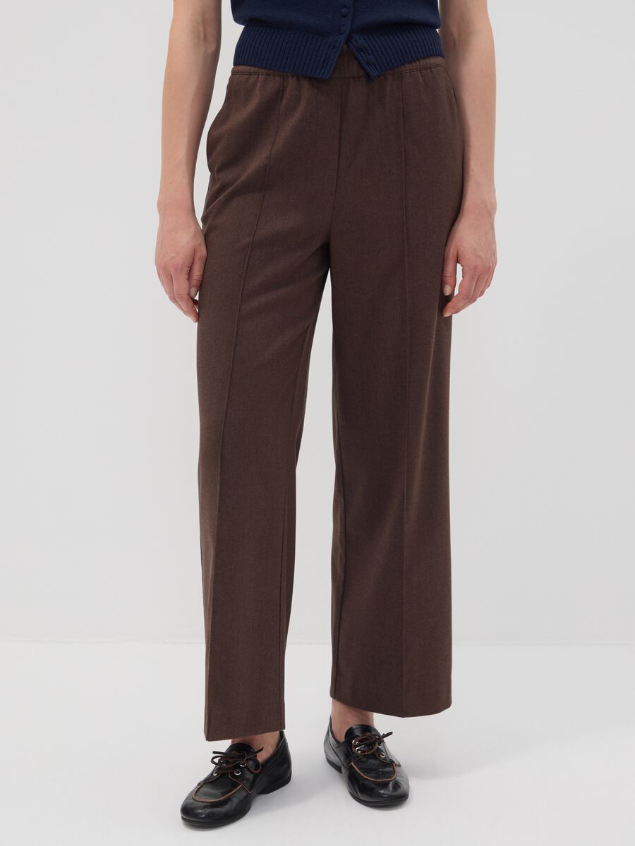 The Iconic Pants brown wide-leg joggers in stretch viscose_1