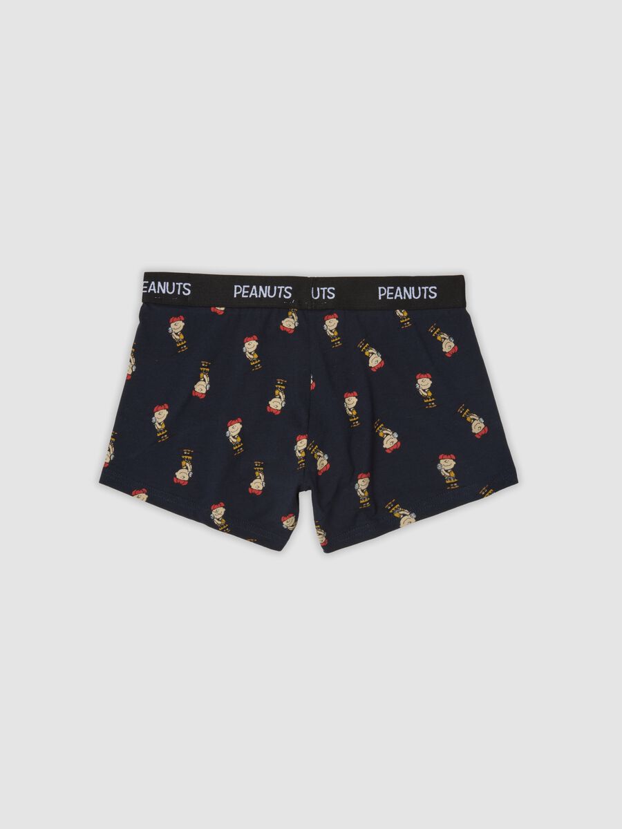 Navy blue organic stretch cotton boxer shorts with Peanuts print_1