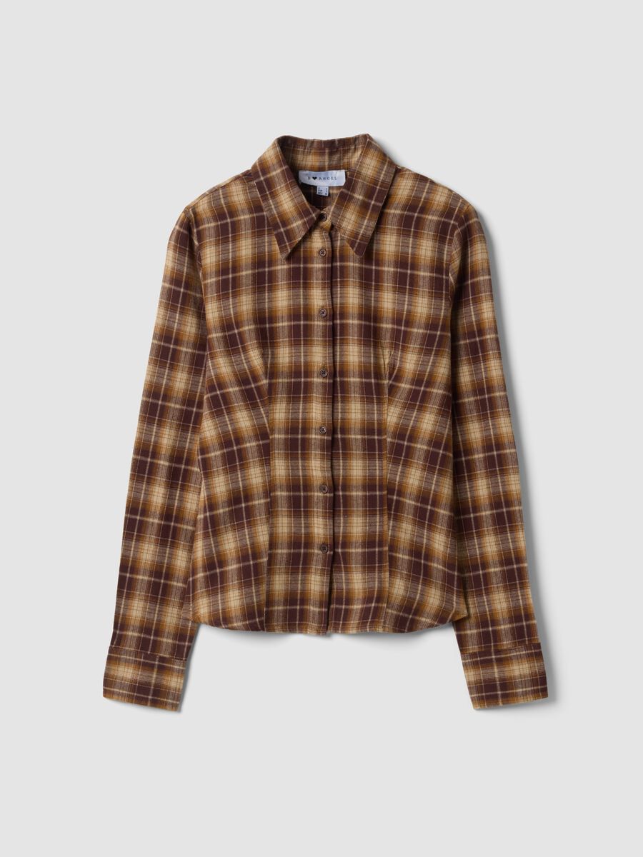 Brown checked pure cotton shirt_0