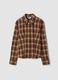 Brown checked pure cotton shirt_0