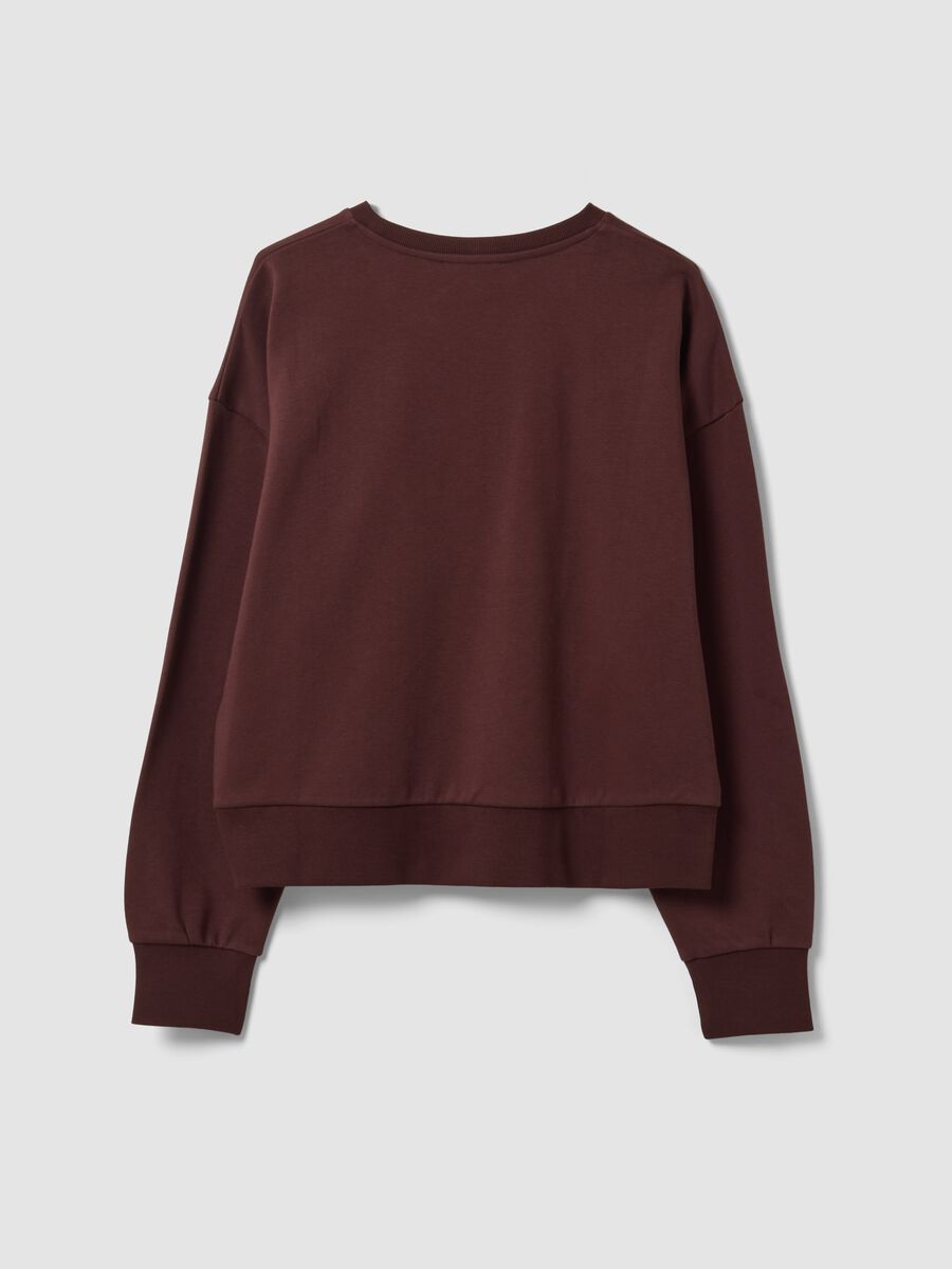 Brown cotton-blend crew-neck sweatshirt with teddy print_5