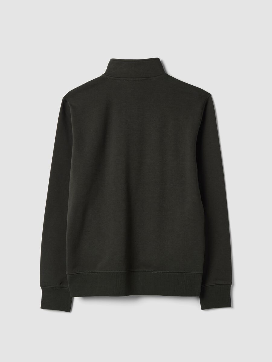 Grey cotton-blend half-zip sweatshirt with crew neck_2