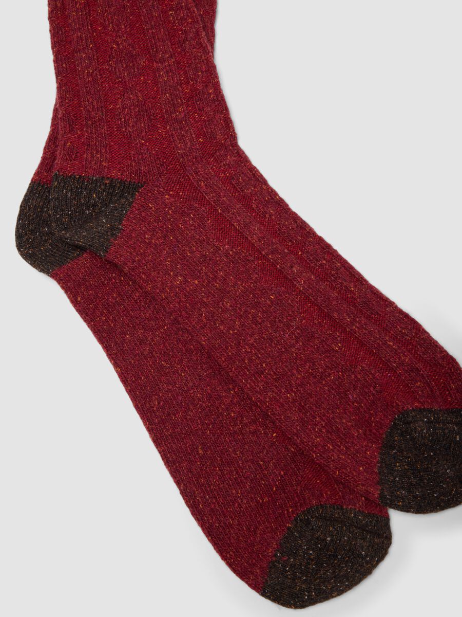 Red short socks in stretch wool and silk_2