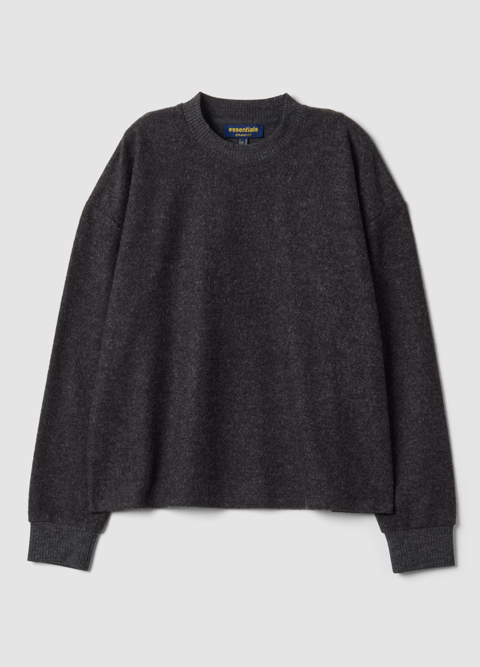 Grey viscose-blend crew-neck jumper, regular fit