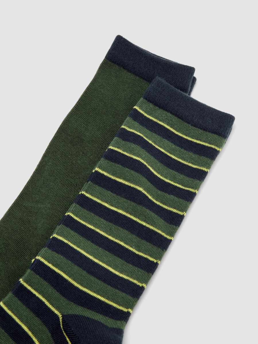 3-pack of green and blue long socks in stretch organic cotton_1