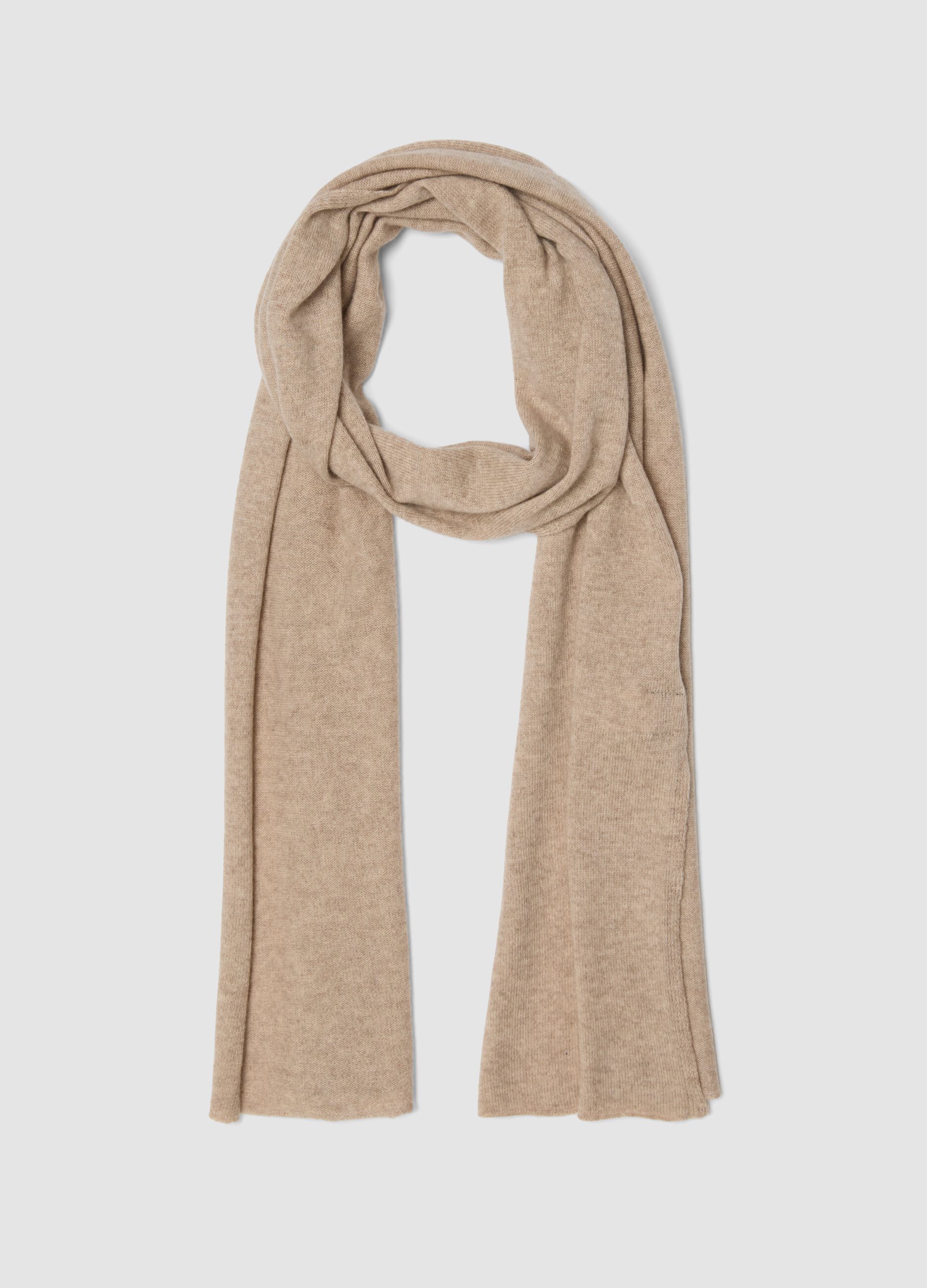 Sciarpa beige in misto lana, cashmere e viscosa