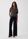 Brown pure cotton striped polo knit top_2