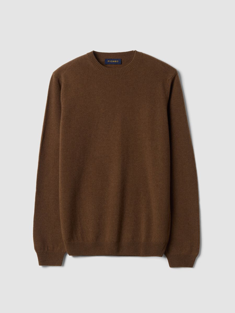 Brown pure wool crew-neck jumper, regular fit_0