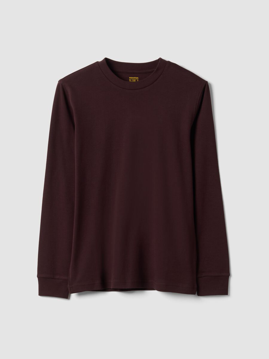 Brown pure cotton crew-neck T-shirt, regular fit_0