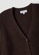Brown stretch-fabric cardigan with deep V-neck_1