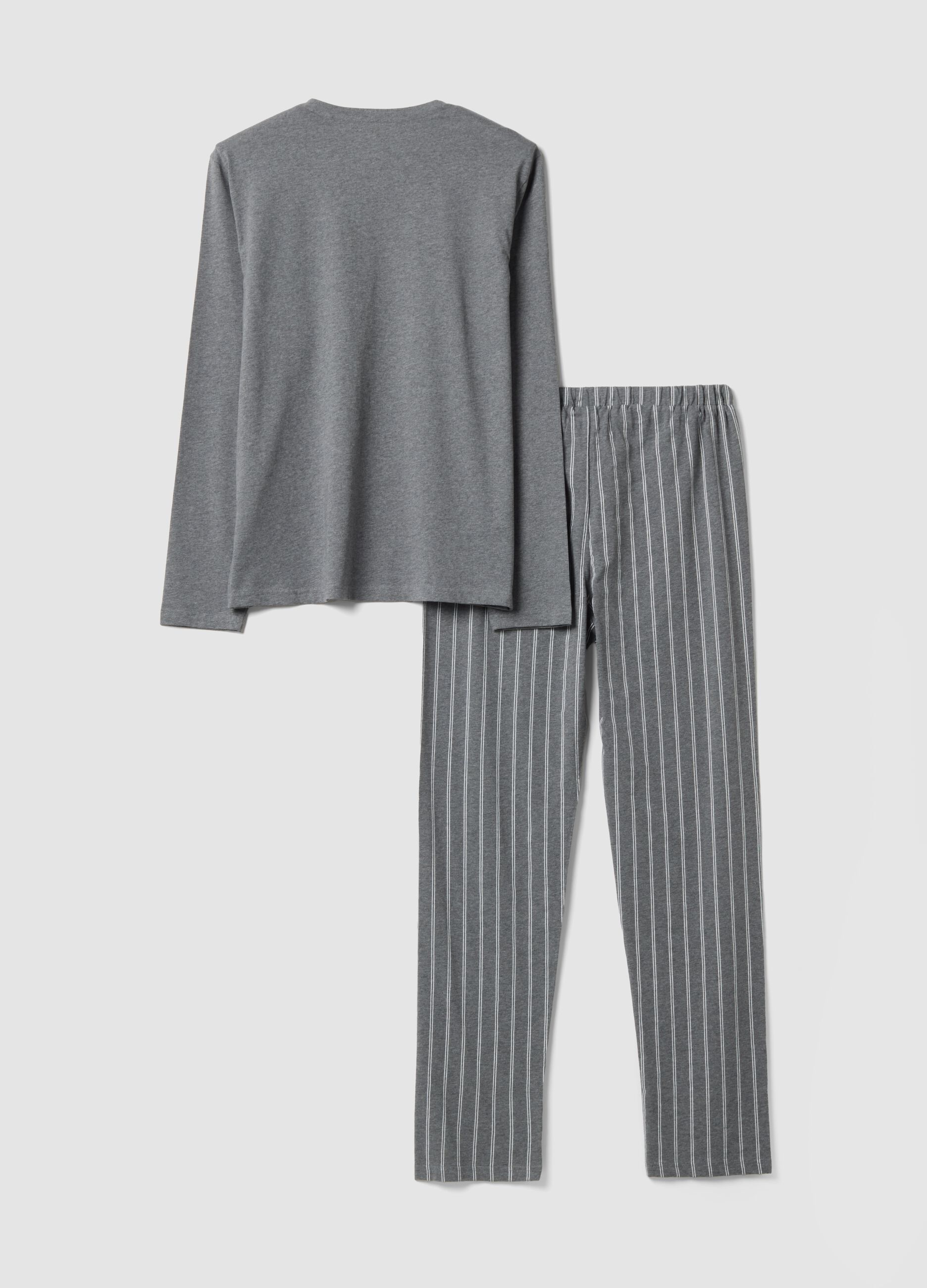 Grey pure organic cotton crew-neck pyjamas