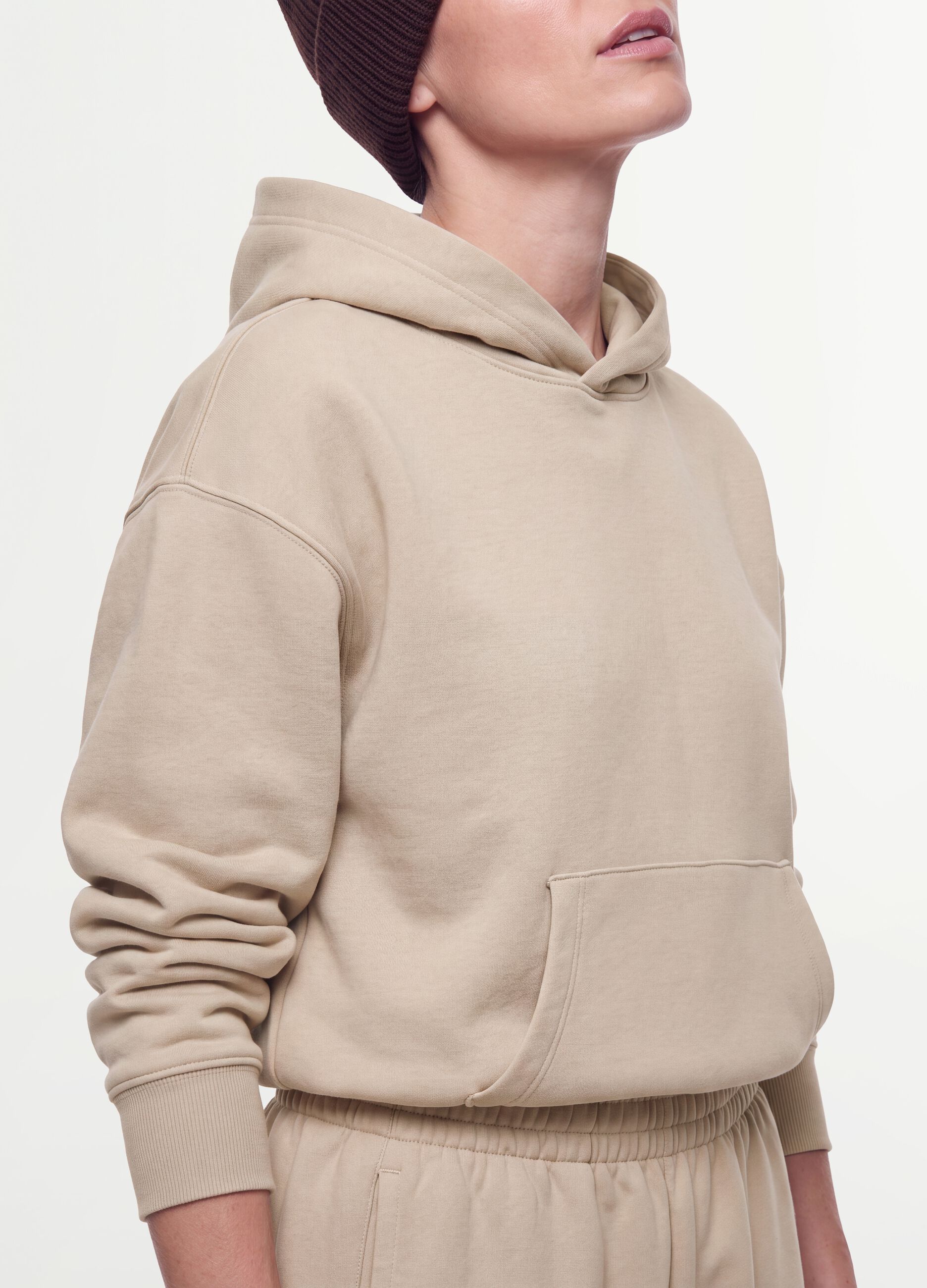 White cotton-blend hoodie with a regular fit