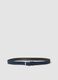 Blue genuine leather belt with metal buckle_0