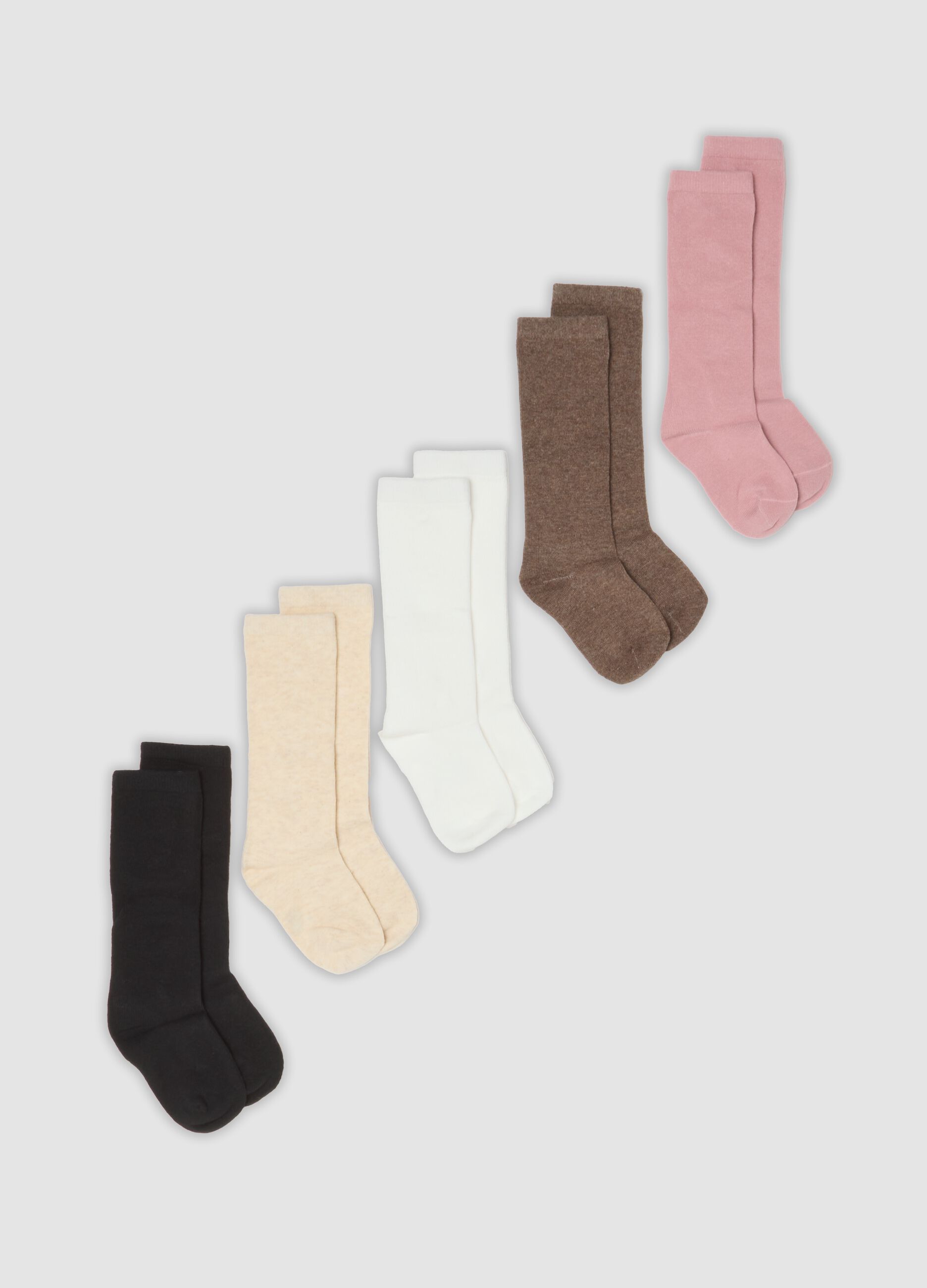 5-pack of multicolour long socks in organic stretch cotton