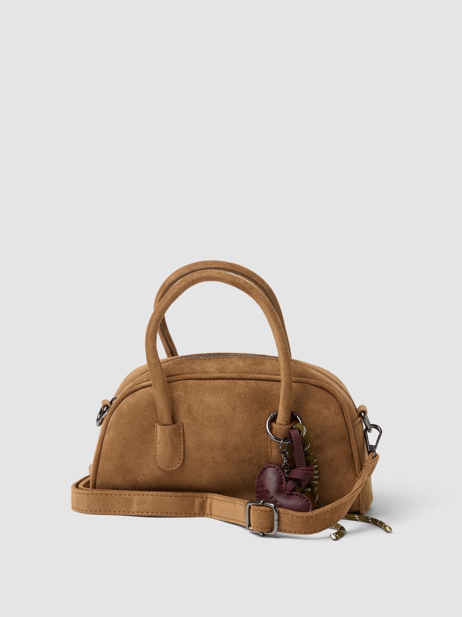Brown stretch-fabric bag with double handles_0