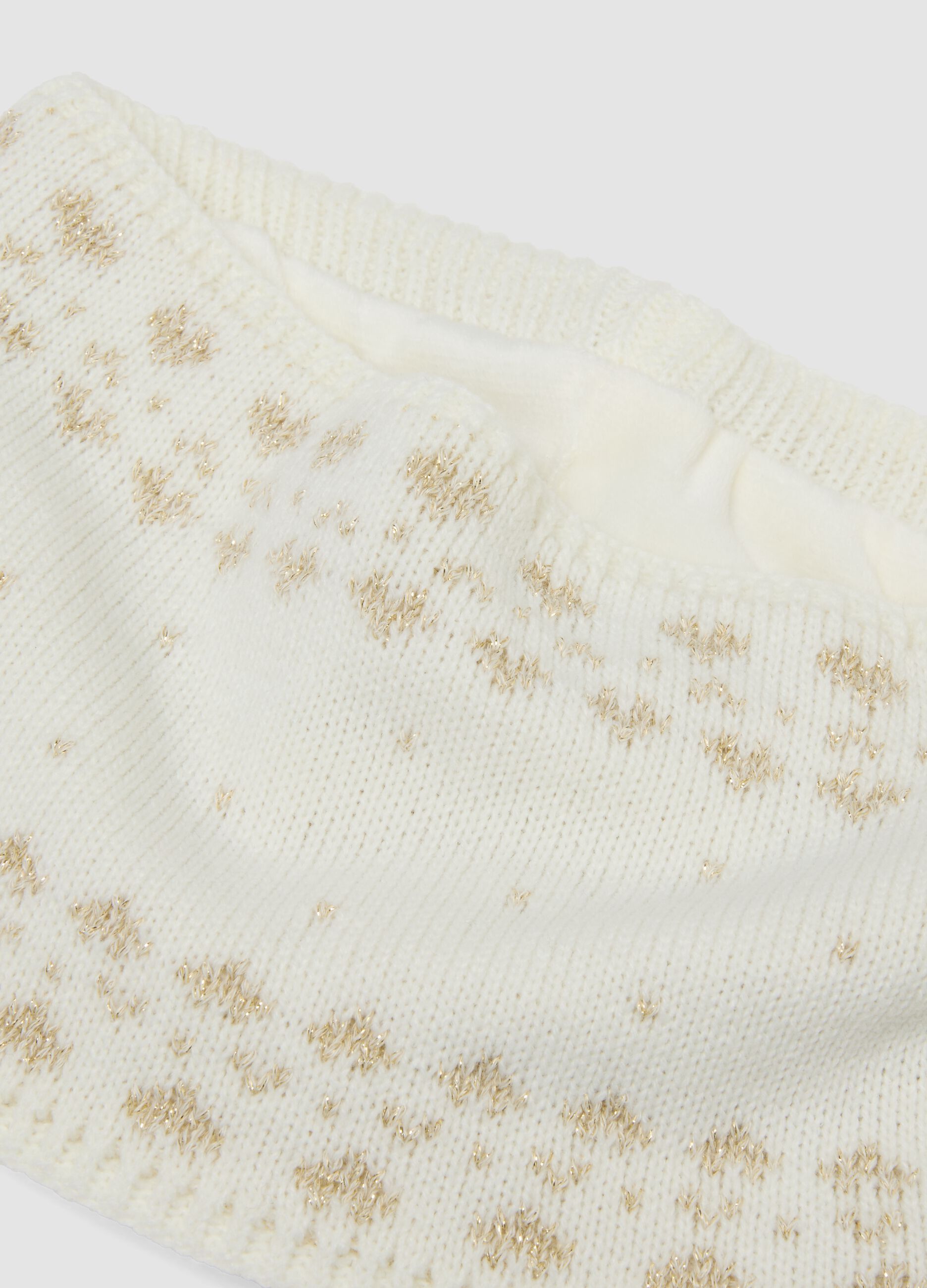 Set cappello e scaldacollo bianco jacquard