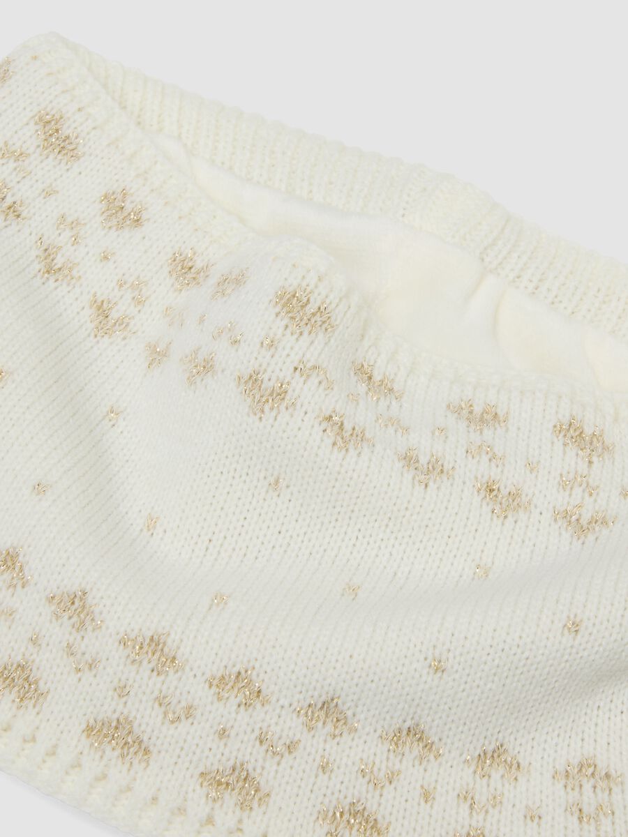 White jacquard hat and snood set_1