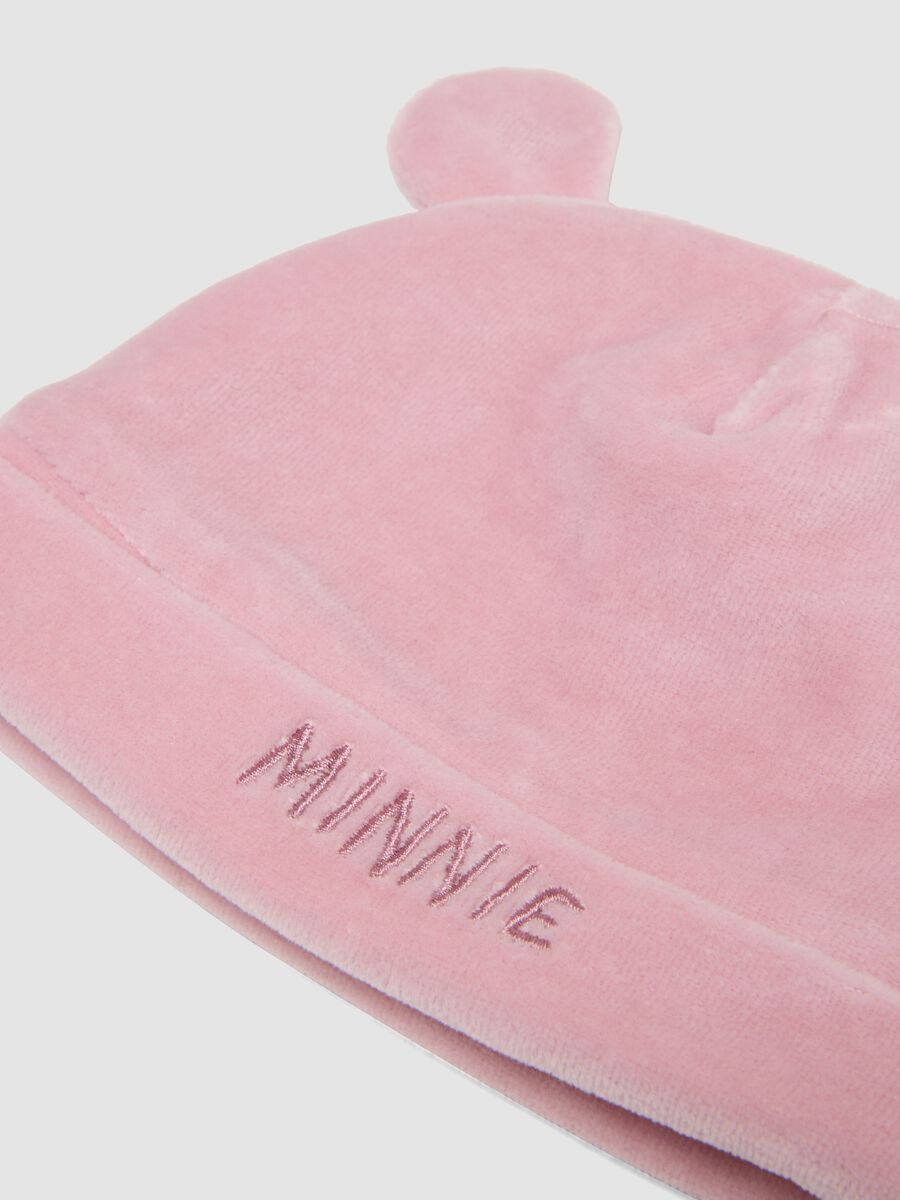 Pink baby girl set with hat, booties and Minnie embroidery_1