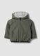 Grey reversible ultralight hooded zip jacket for boys_1