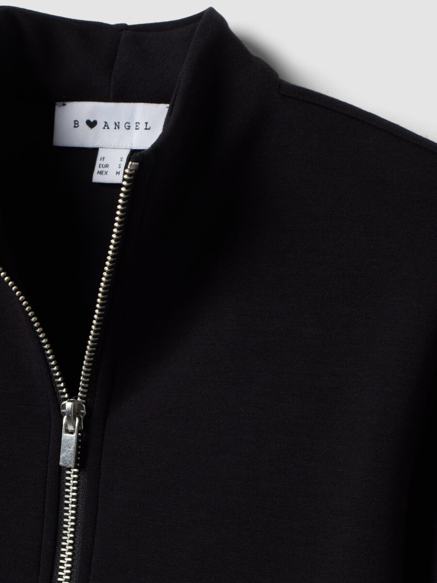Black stretch modal sweatshirt with high neck_5