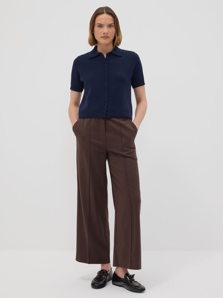 The Iconic Pants brown wide-leg joggers in stretch viscose_0