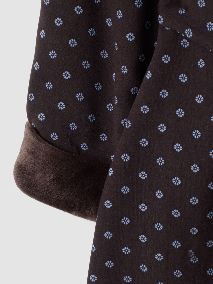 Brown pure viscose dressing gown with micro-floral print_1