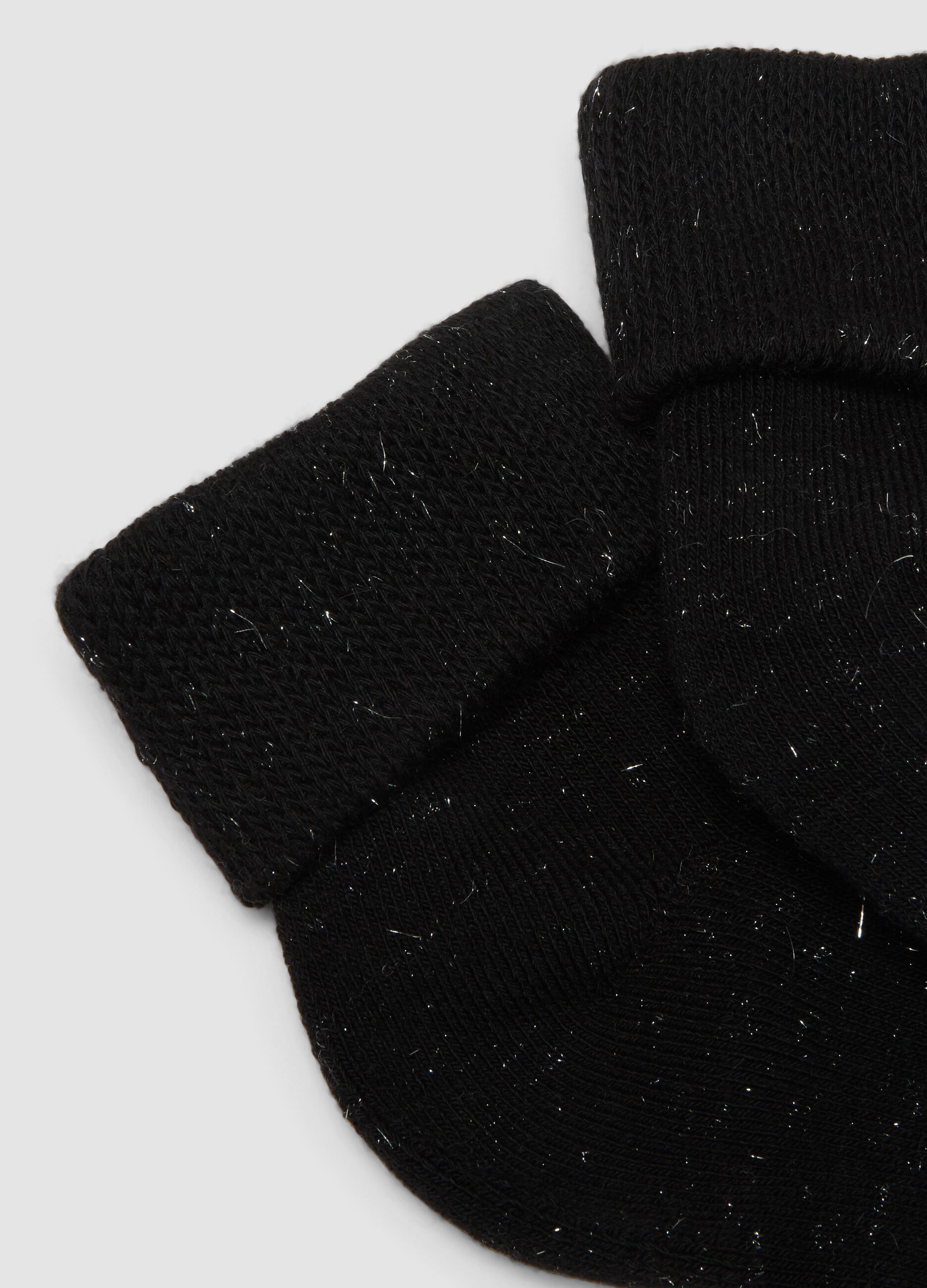 Calzini neri in cotone organico elasticizzato con risvolto