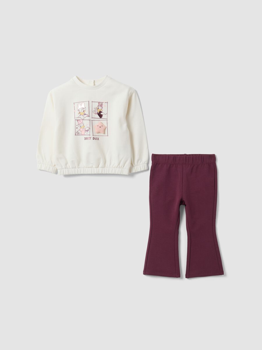White and purple stretch organic cotton set with Daisy print_0