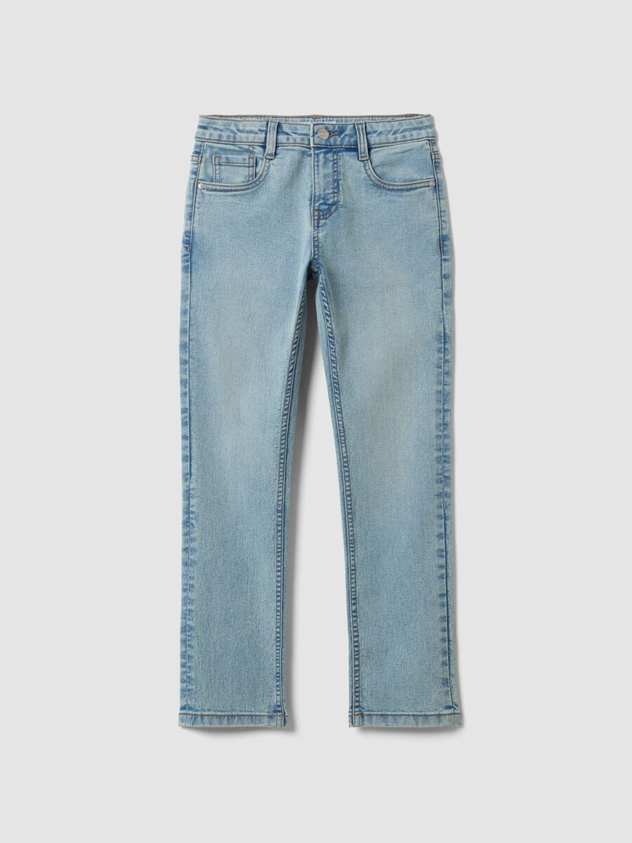 Light Blue Stretch Cotton Regular-Fit Jeans for Boys_3