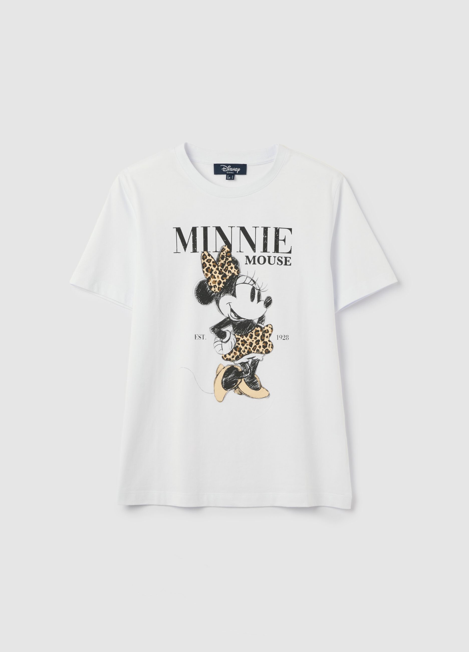 White pure cotton regular fit T-shirt with Minnie print