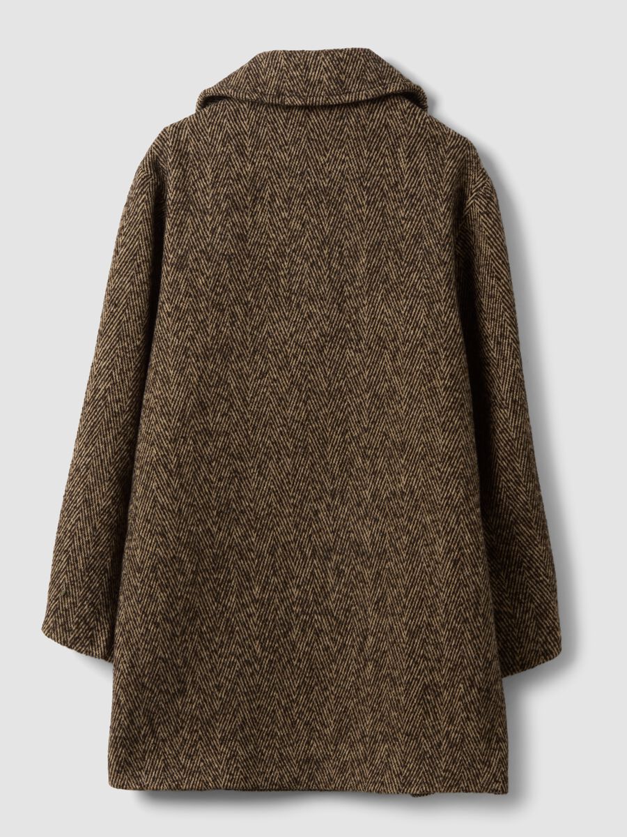 Brown and beige wool and viscose blend coat_2