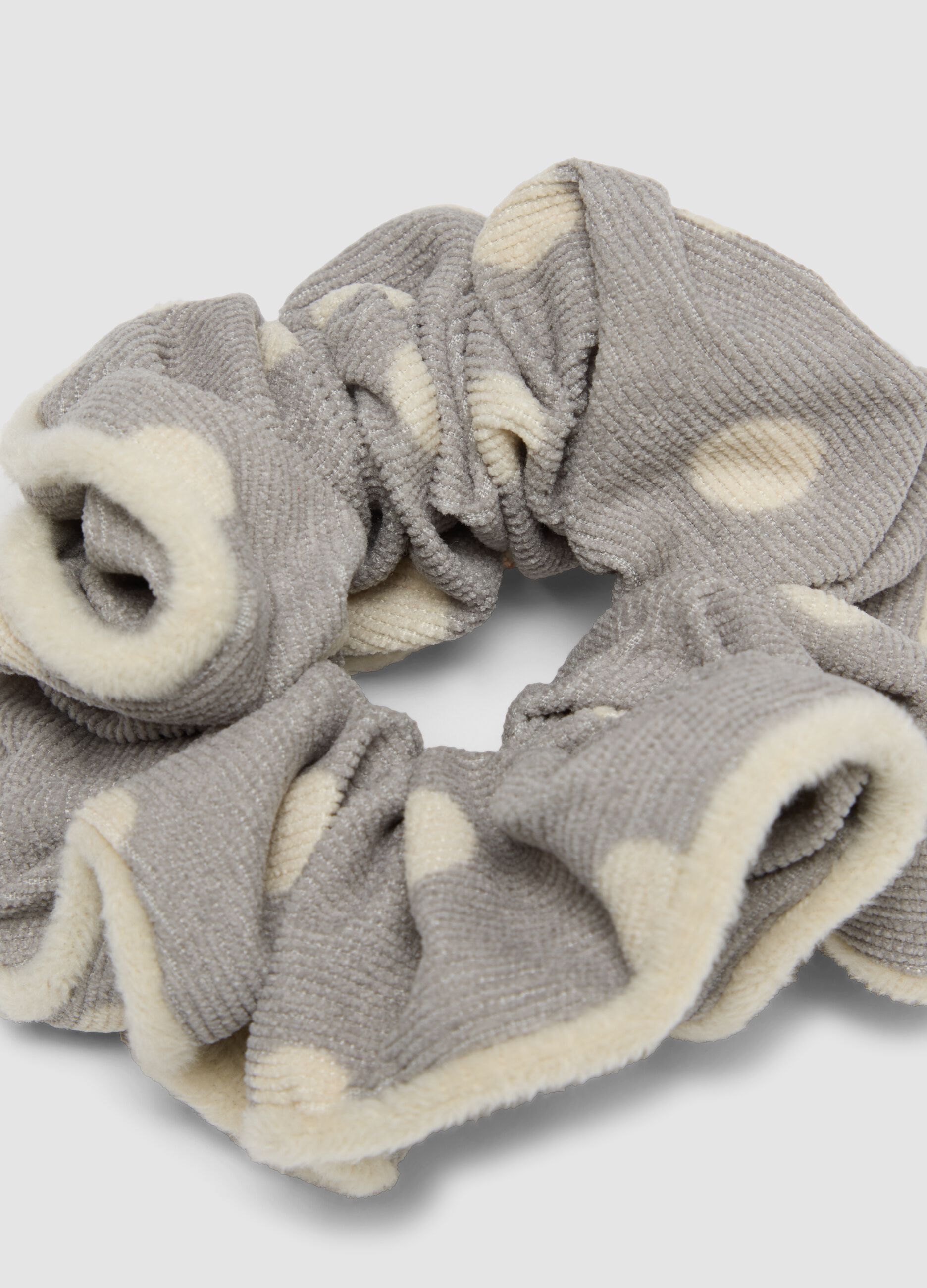 Grey Polka Dot Scrunchie