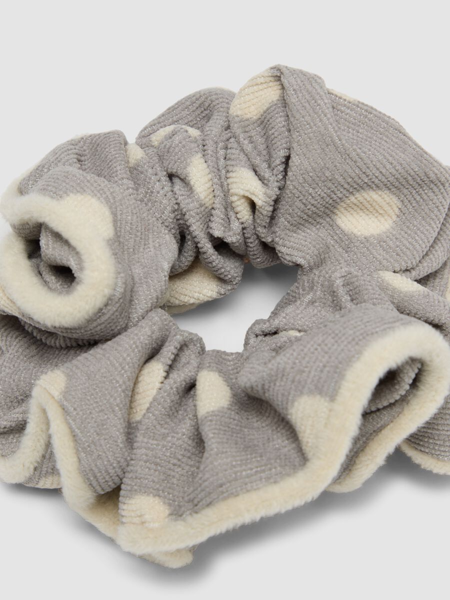 Grey Polka Dot Scrunchie_2