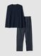 Pigiama blu navy in puro cotone organico con girocollo_4