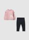 Pink stretch cotton sweatshirt and leggings set for girls_0